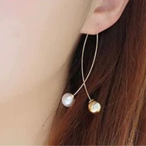 Gold & Pearl Drop Threader Earrings